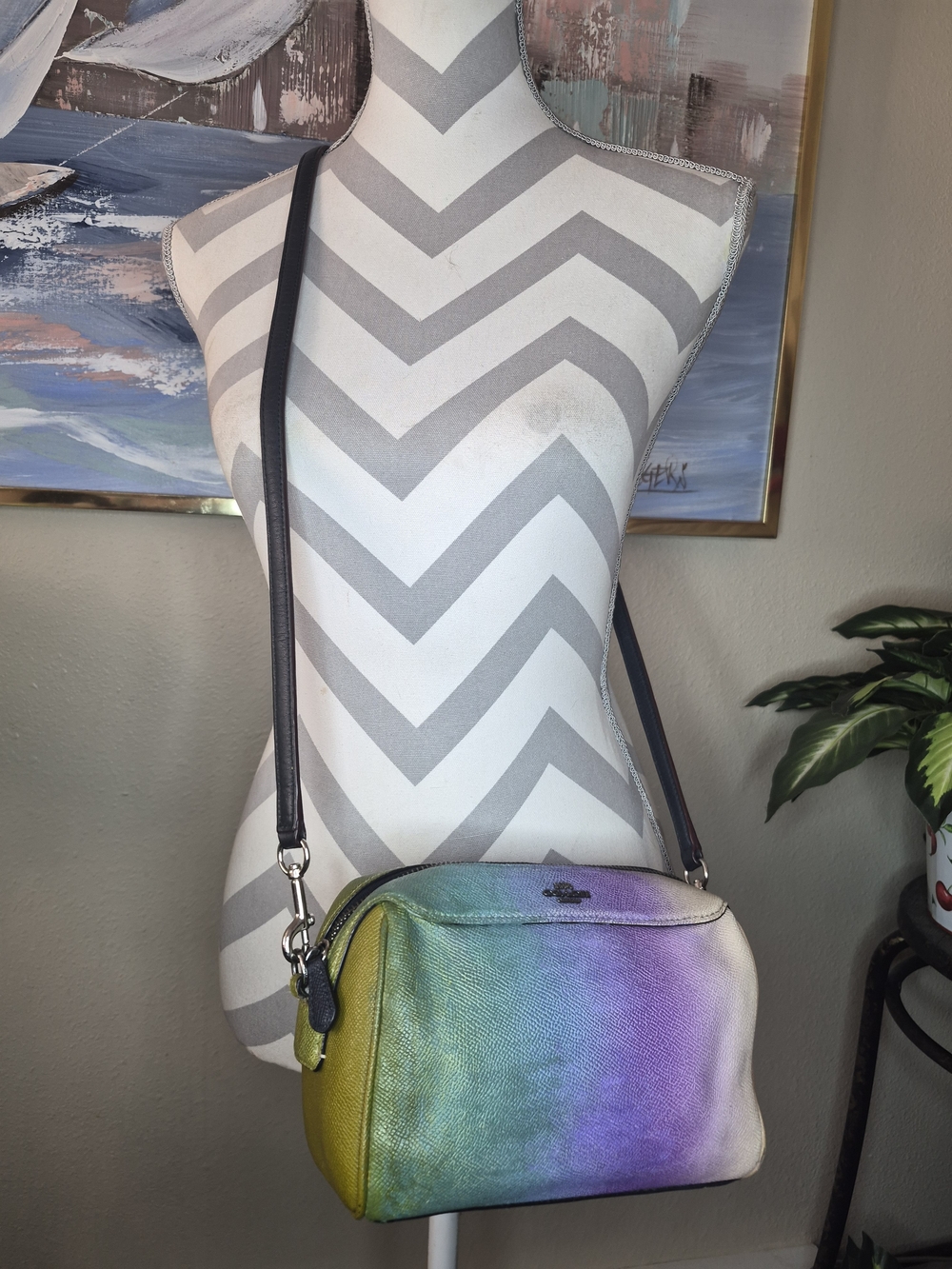 Coach Women's Rainbow Gradient Leather Small Crossbody Bag